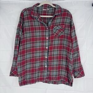 Vintage Woolrich Flann Button Down Sleep Lounge Top Women’s Large Red Green USA